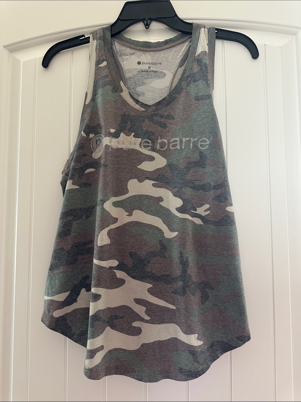 Pure Barre Camo Muscle Tank - Green, Gray & White
